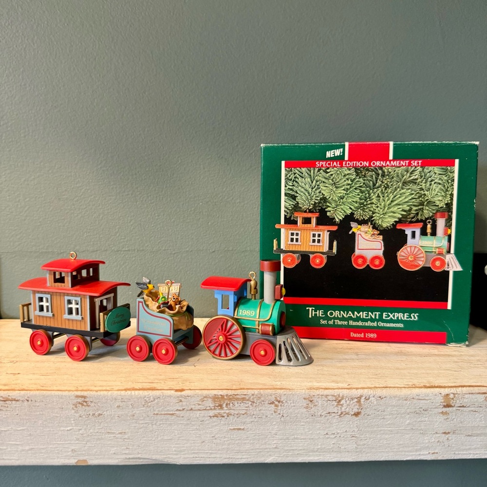 80s Hallmark The Ornament Express Train Christmas Ornament Set of 3 | 1989